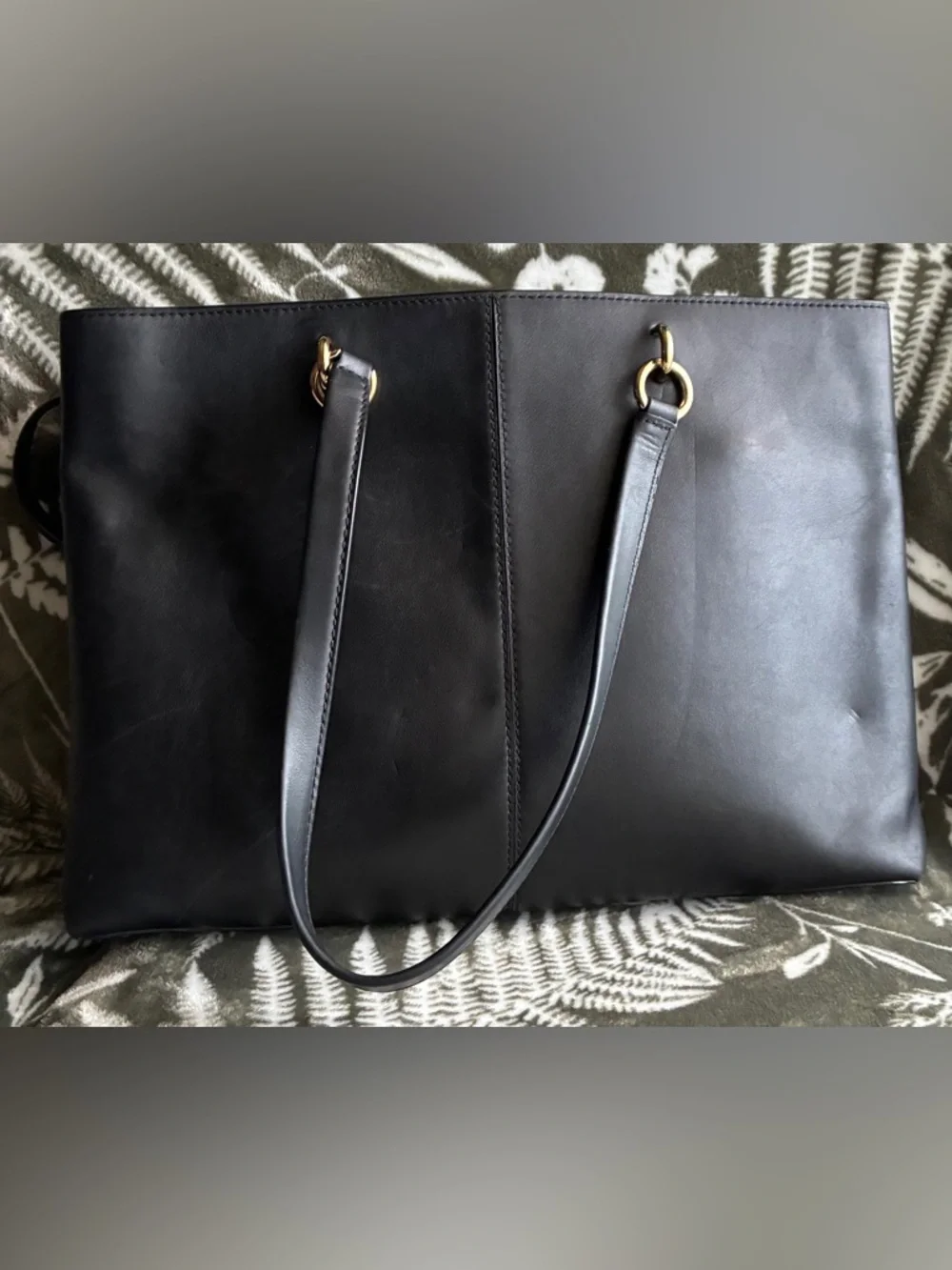 Michael Kors Black Leather Tote with Gold Chain Handles